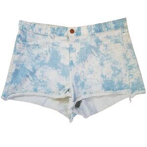 White and Blue Tie Dye Jean Shorts